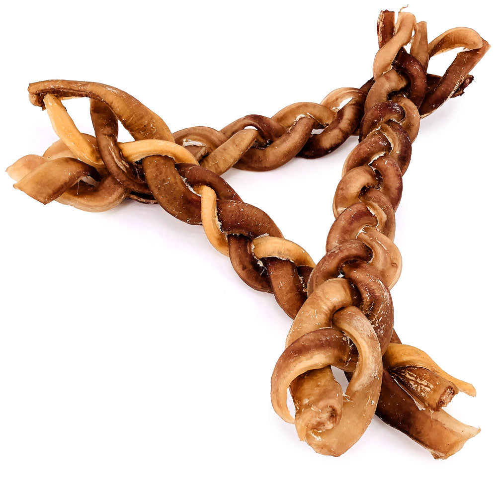 Braided Bully Sticks, Thick 12 Inch, 25 Count BULK PACK - All Natural Dog Treats, 100% Beef Pizzles, Single Ingredient Rawhide Alternative 