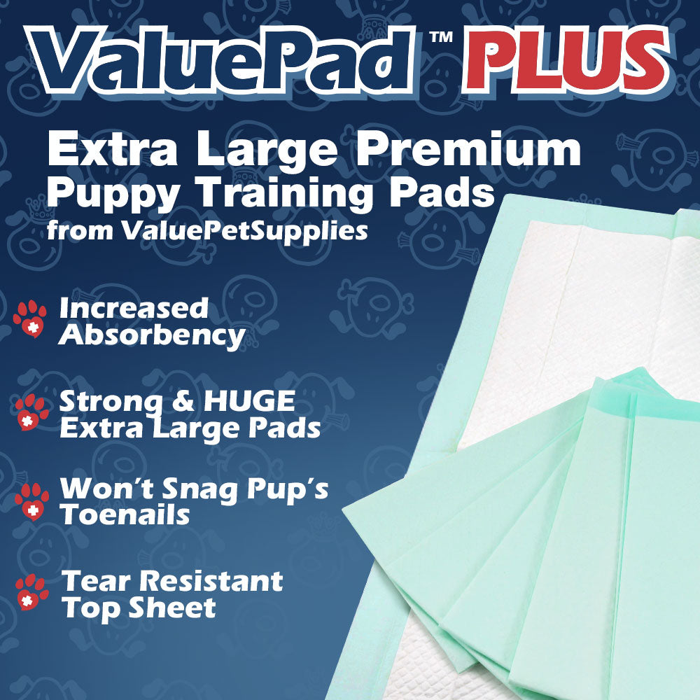 ValuePad Plus Puppy Pads, Extra Large 28x36 Inch, 100 Count - Premium Pee Pads for Dogs, Tear Resistant, Super Absorbent Polymer Gel Core, 5-Layer Design 