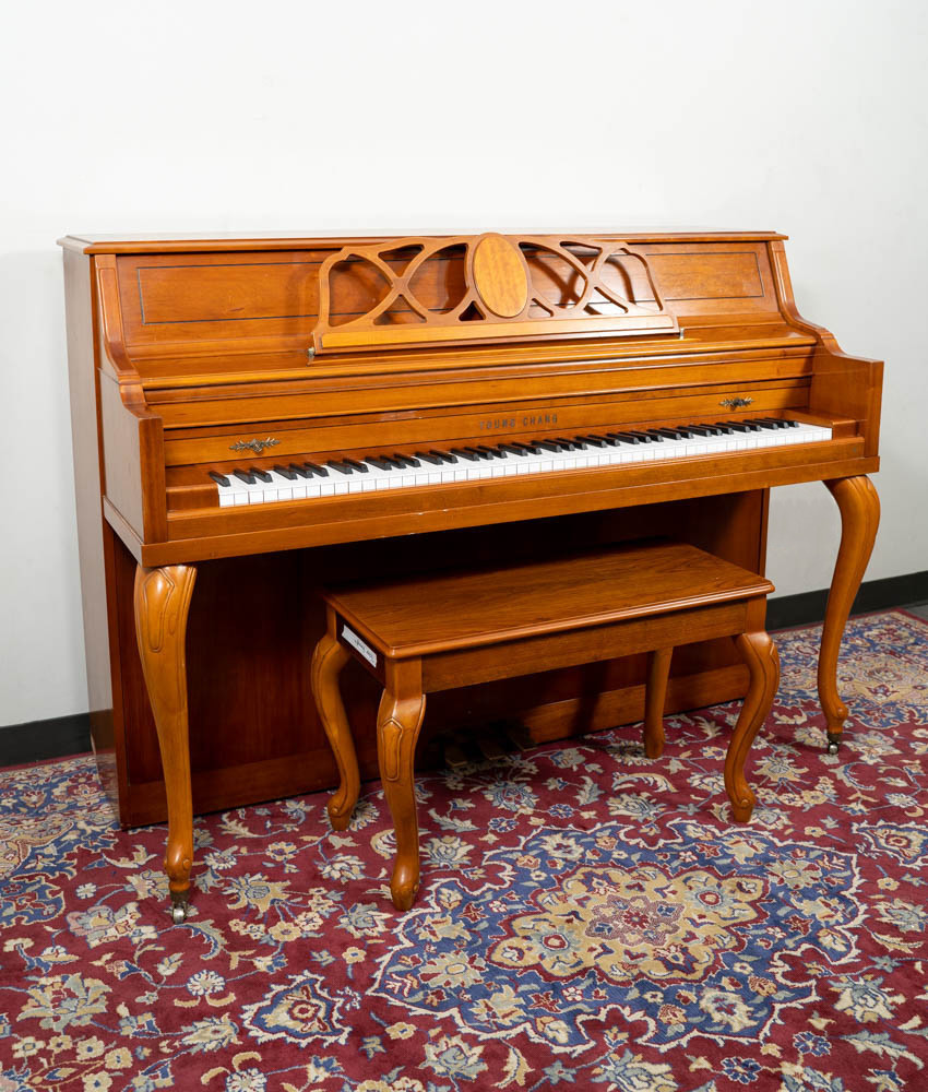 1989 Young Chang 42 F-108 Upright Piano Satin Oak