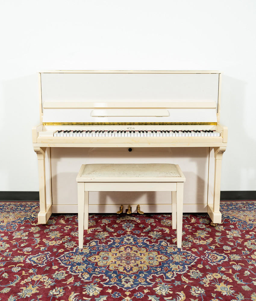 Carl Ebel Studio Upright Piano Polished White/Ivory SN: 45194